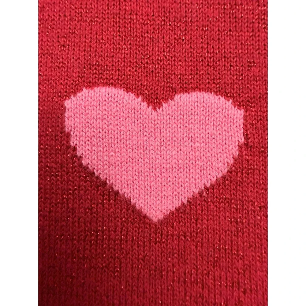 The Children's Place Girls Red Sweater Dress Hearts Sequin Knit‎ Size 5/6 - Picture 4 of 9